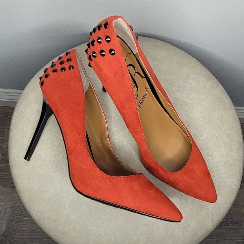 J. Renee Red Suede Studded Stiletto Pumps – Size 12M (New Without Box)